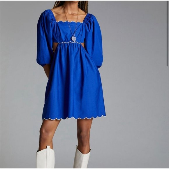 Anthropologie Dresses Nwt Anthropologie Scalloped Mini Dress Forever That Girl Mini Puff